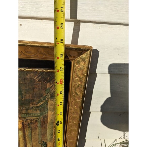 'The Old Temple' By Hubert Robert Gold Framed Oil Painting Reproduction Vtg 1787 - Picture 6 of 6